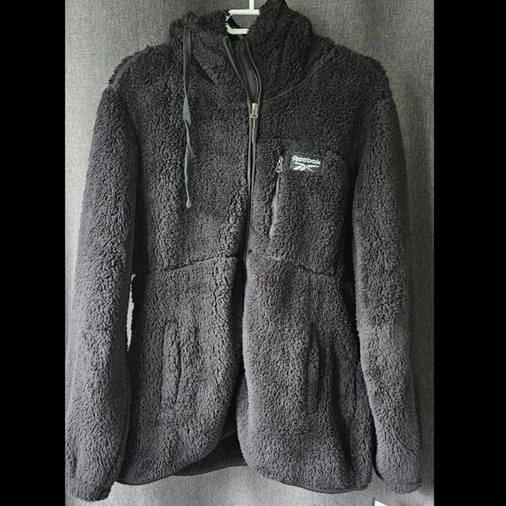 NWT Reebok Fleece hooded jacket , black, XL